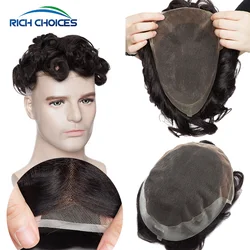 Rich Choices Men Toupee 30mm Wavy Hair Lace Hair System Replacement With Pu Base Prosthesis 130% Density Male Hair Extensions
