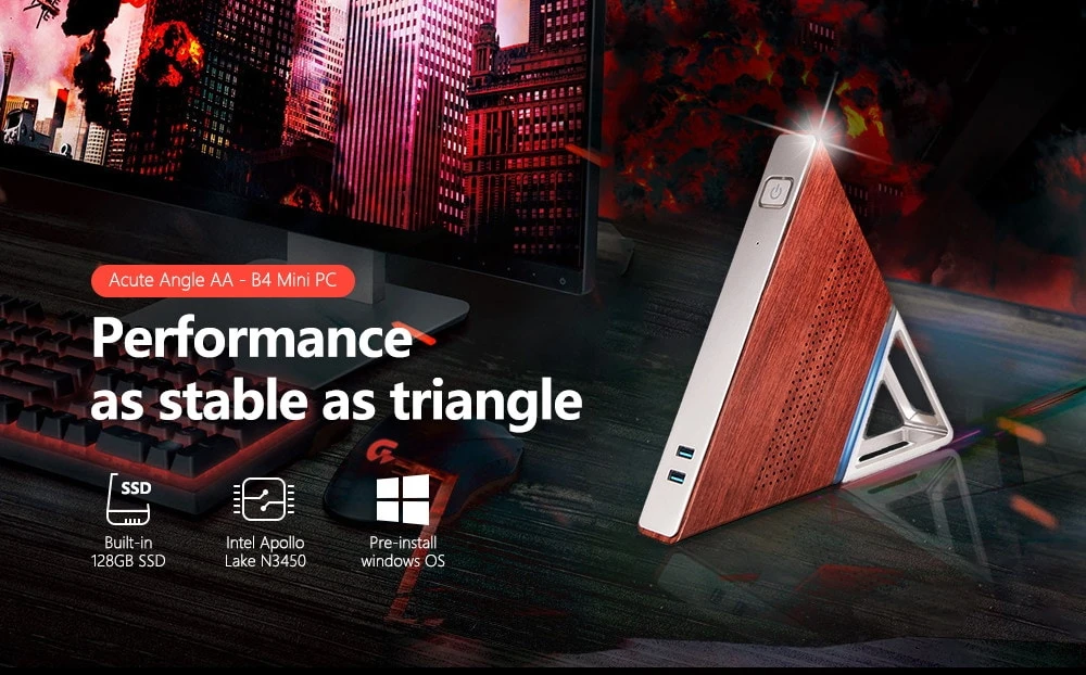 Острый угол AA-B4 DIY Мини ПК Win 10 Intel Apollo Lake N3450 8 ГБ ОЗУ+ 64 Гб EMMC+ 128 Гб SSD 2,4G 2,8G WiFi HD графический BT 4,0