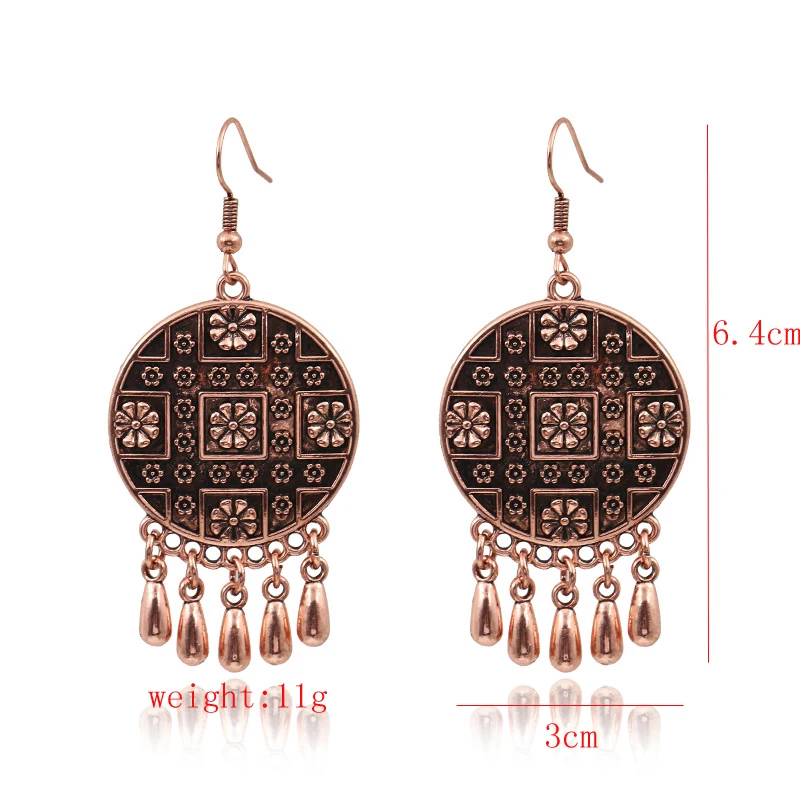 Exknl Fashion Vintage Drop Earrings For Women Alloy Crystal Ethnic Beads Boho Flower Earrings Colorful Dangle Earrings Jewelry