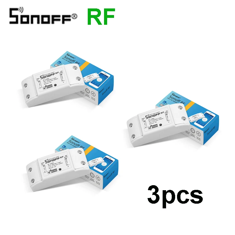1-5 шт. Itead Sonoff RF 433 МГц умный дистанционный переключатель Wi-Fi Domotica Wifi переключатель задержки умный дом контроллер света через приложение для Alexa - Комплект: Sonoff RF 3pcs
