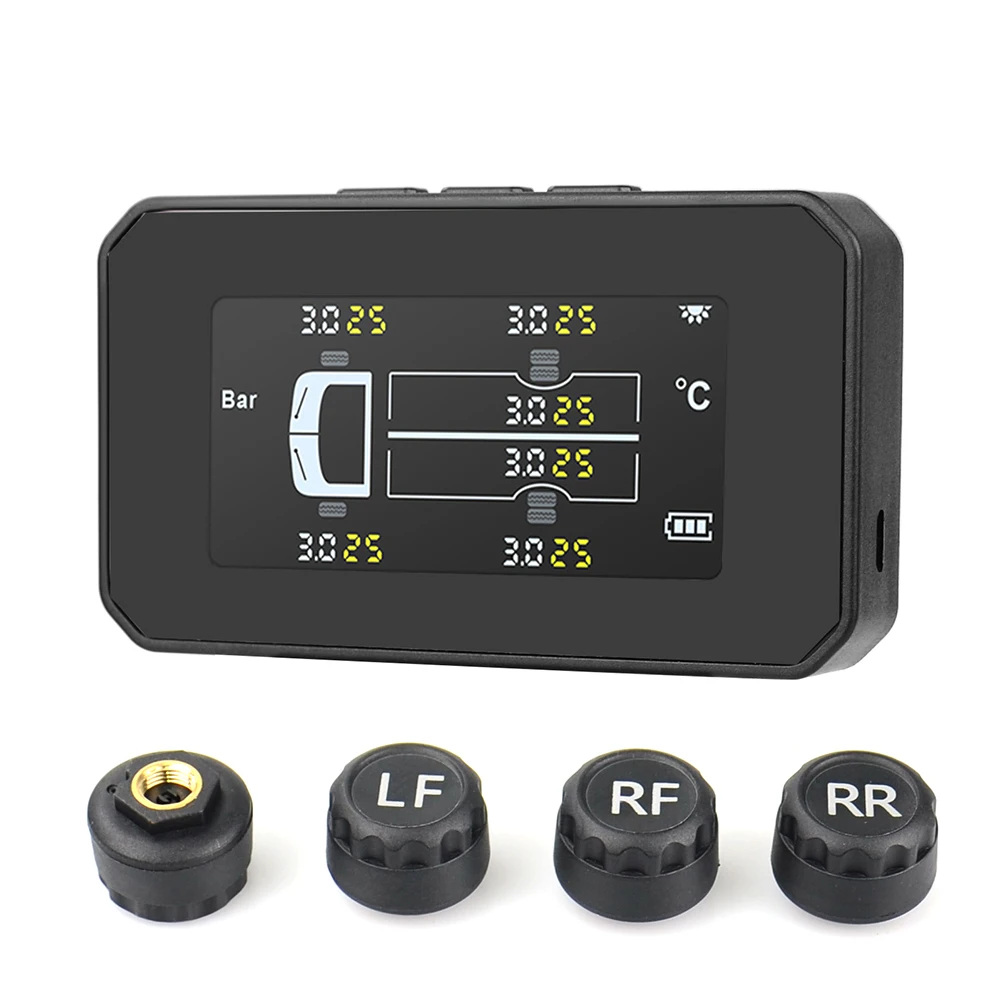 For Truck Car TPMS Tire Pressure Monitoring System  6PCS External Sensor LCD Color Screen Monitoring Tire Pressure RangeUniversal Truck TPMS With 6 External Sensors Tire Pressure Monitor Solar Charging Monitor TMPS Tyre Pressure Sensor back up sensors