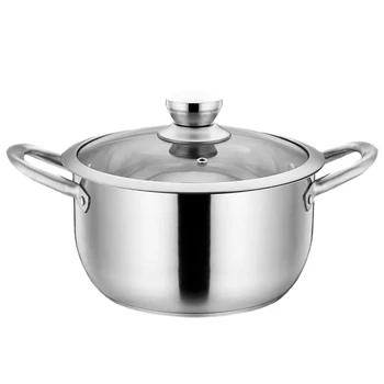 

Stainless Steel 2-Piece Stock Pot with Tempered Glass Lid and Double Handles - Easy to Clean and Dishwasher Safe