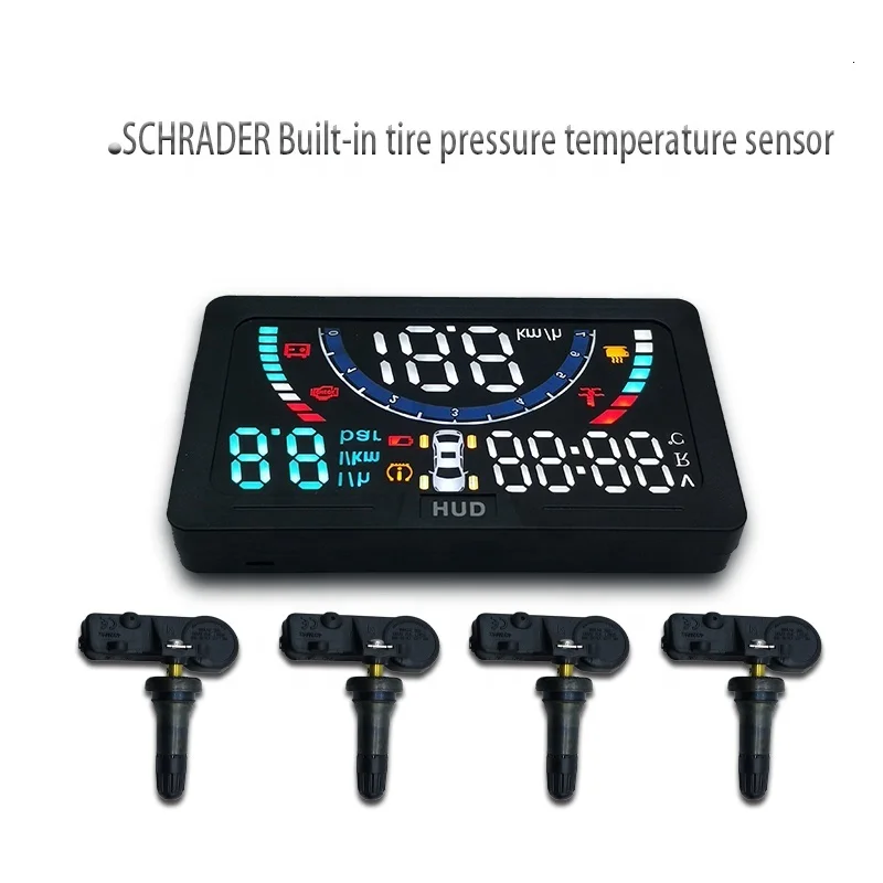 Универсальный Hud автомобильный проектор скорости Obd2 вождения компьютера Встроенный датчик Tpms A200 экран лобового стекла