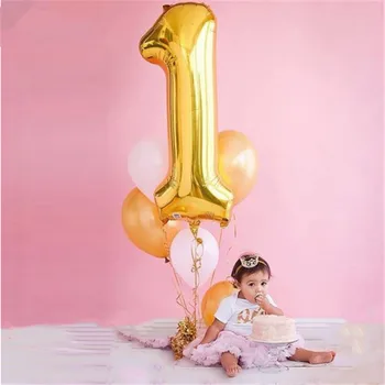 

1pcs Baby 1st Birthday Party 40inch Number Helium Balloon Decoration Rose Gold Pink Blue Digit 1 Foil Ballon Anniversary Supply