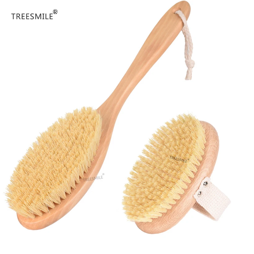 Dry-Brush Sisal Exfoliating Wooden Cactus Natural D30 Body TREESMILE Plant-Fiber