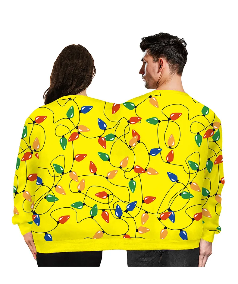 Couples Novelty Christmas Costumes Funny Tops Two Person Unisex Pullover Sweater Male Xmas Prank Adult Couples Party Costume