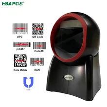 Scanner de codes à barres 2D omnidirectionnel 1D/2D QR, lecteur de codes à barres usb de bureau pour magasin de supermarché, lecteur de matrice de données de détection automatique