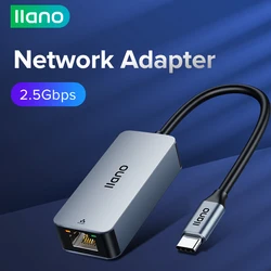 Llano placa de rede externa com fio, 2500mbps, usb c, 2.5g, conversor de placa de rede externa tipo c para rj45, hub adaptador de lan ethernet para macbook