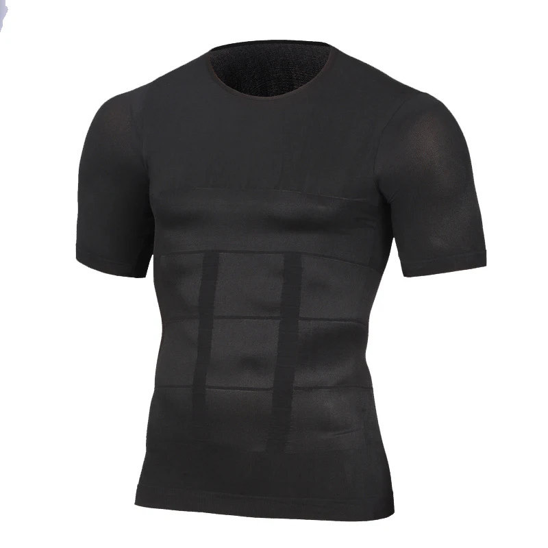 Tummy Belly Control Slim Waist Cincher Tee Shirts Men's Slimming Body Shapewear Corset Vest TShirt Compression Abdomen