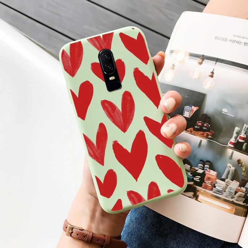 mobile pouch for running For OnePlus 6 Case Cartoon Cute Pattern Soft Silicone TPU Painted Matte Shockproof Mobile Phone Protection Cover flip cover Cases & Covers