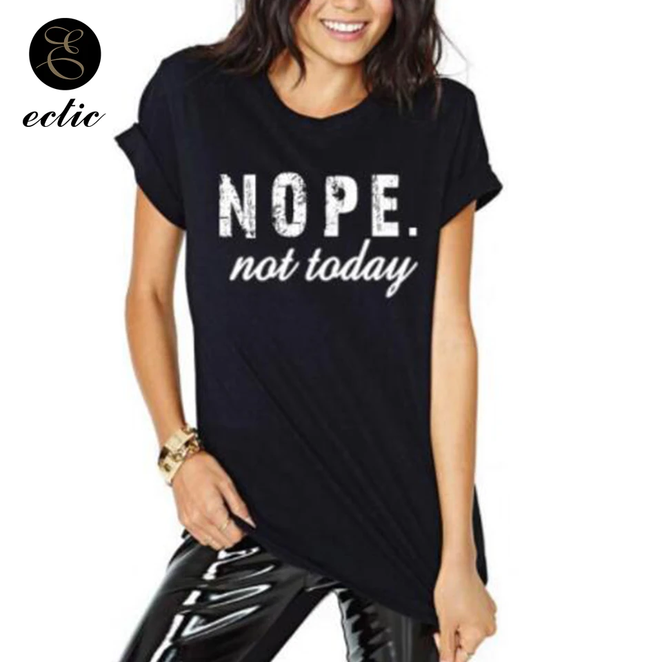 Текст Лозунг Не Сегодня Буква Принт Футболка Женщина Топ Лето Больше Плюс Сайз 4xl