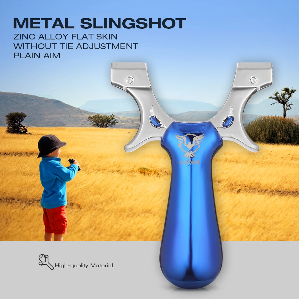 

Metal Hunting Slingshot Adjustment Plain Aim Zinc Alloy Flat Skin Without Tie Powerful Pocket SlingShot For Hunting