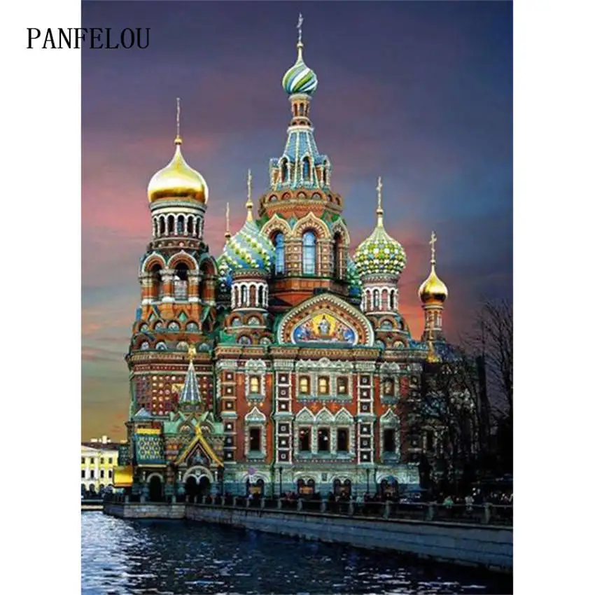 5D сделай сам круглая алмазная живопись Египетский замок Набор для вышивки