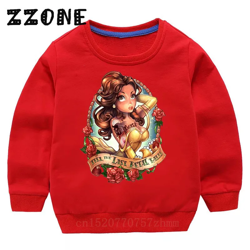 Children's Hoodies Kids Europe Pop Cartoon Princess Sweatshirts Baby Cotton Pullover Tops Girls Boys Autumn Clothes,KYT5300 - Color: 5300E-Red