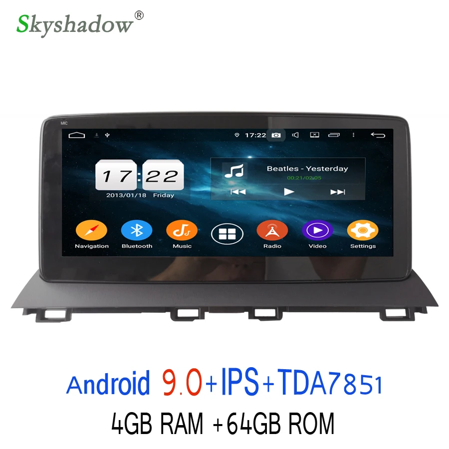 DSP 10,2" ips Android 9,0 8 ядерный 4 Гб ОЗУ 64 Гб ПЗУ автомобильный dvd-плеер gps карта RDS радио wifi Bluetooth 4,2 для MAZDA 3 2013