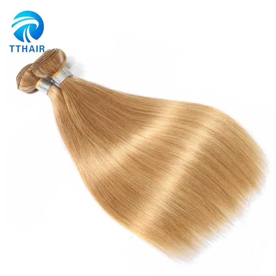 TTHAIR 27 Мёд блонд пучки волос 1/3/4 прямые волосы пучки Цветной человеческие волосы пучки бразильских локонов пучки волос плетение