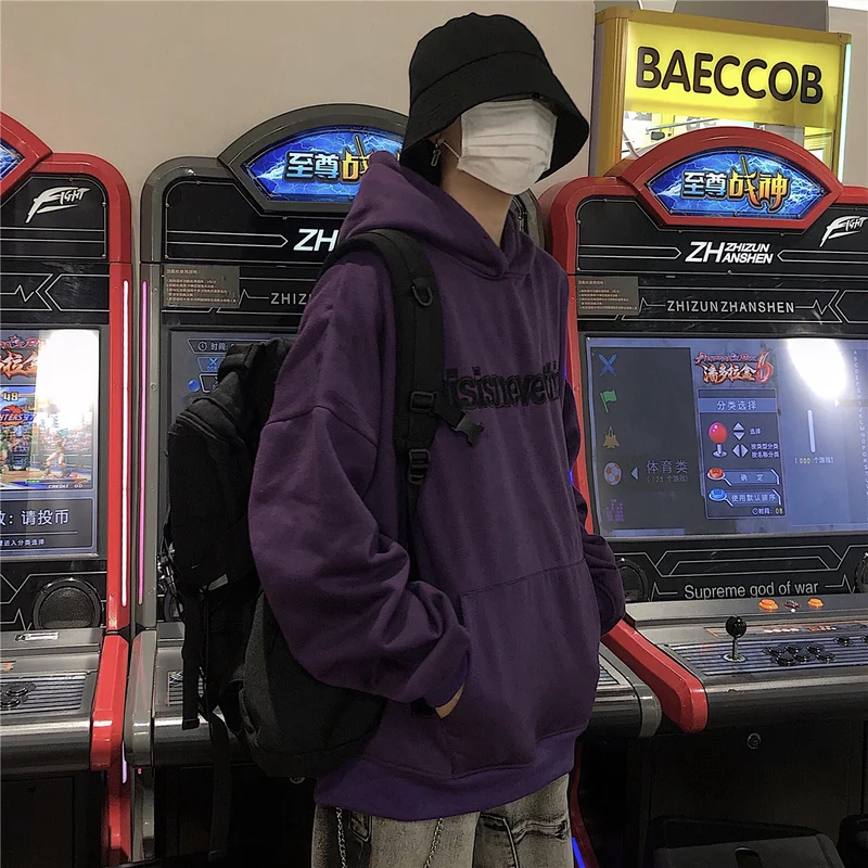 Woherb Harajuku Bf толстовки для женщин Письмо вышивка длинный рукав пуловер с капюшоном, толстовка Свободный Ретро кардиган-пончо 90678
