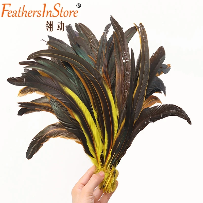 100pcs 12-14inch dyed rooster feather tails 30-35cm coque tail feathers for carnival art accessories