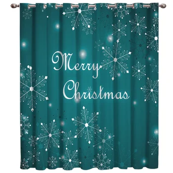 

Merry Christmas Snowflake Room Curtains Large Window Bathroom Blackout Indoor Fabric Window Treatment Ideas Window Treatment Set
