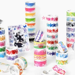 Ensemble de rubans colorés, bulles papillon, masquage, Washi, ruban adhésif décoratif, décoration, bricolage, étiquette autocollante pour Scrapbooking, 8 pièces/ensemble 