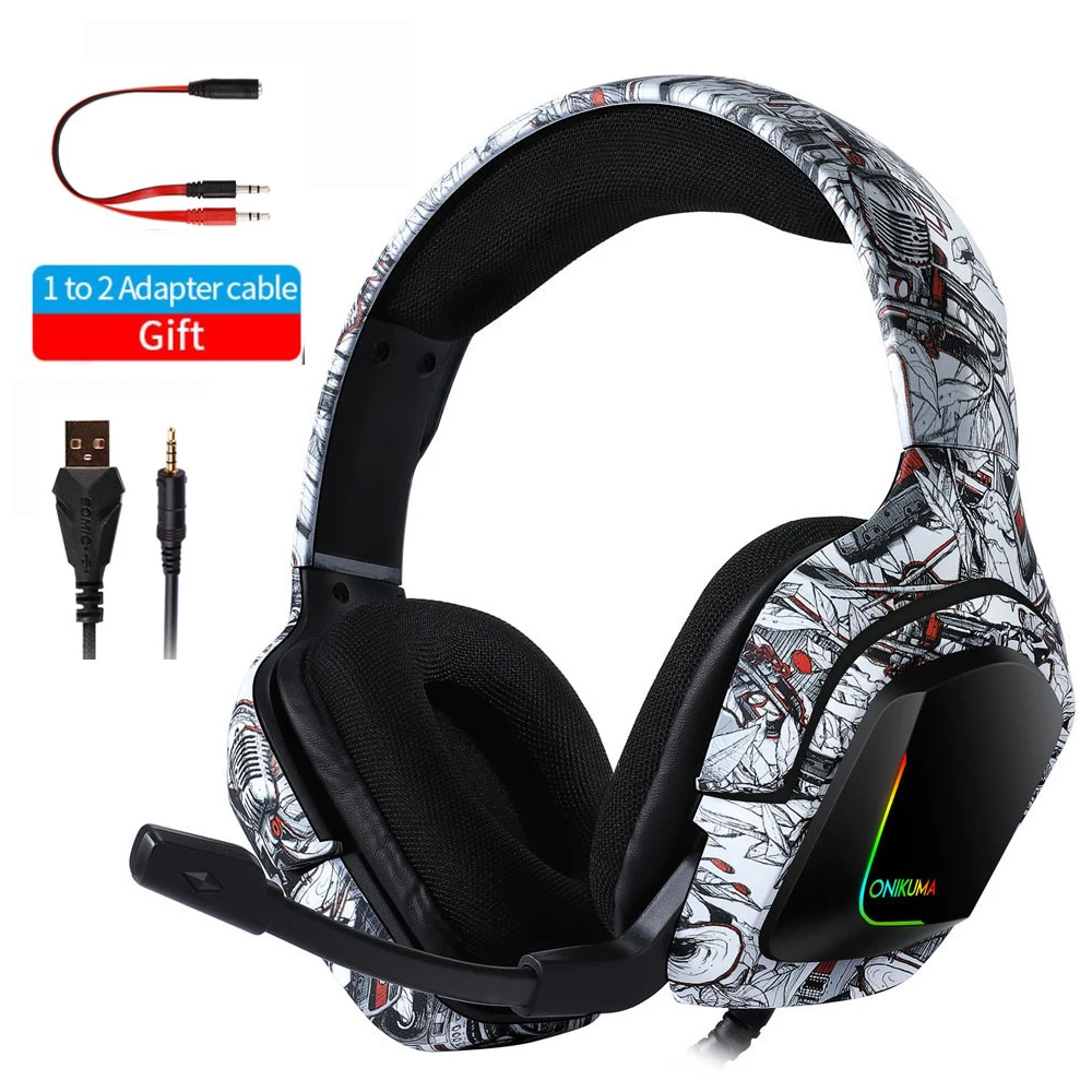 Onikuma K Gaming Headset For Ps5 Ps4 Casque Durable Competition Gamer Stereo Headphones With Mic Led Light For Xbox One Pc Headphone Headset Aliexpress
