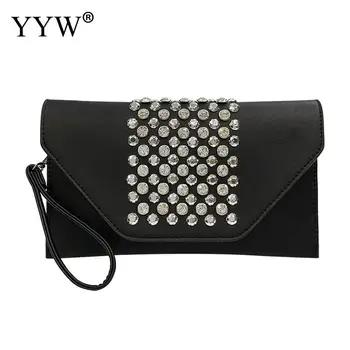 

YYW Clutch Purse For Women Formal Ladies Rhinestone Clutch Handbags Leather Red Clutch Bag Wedding Bridal Cocktail With Strap