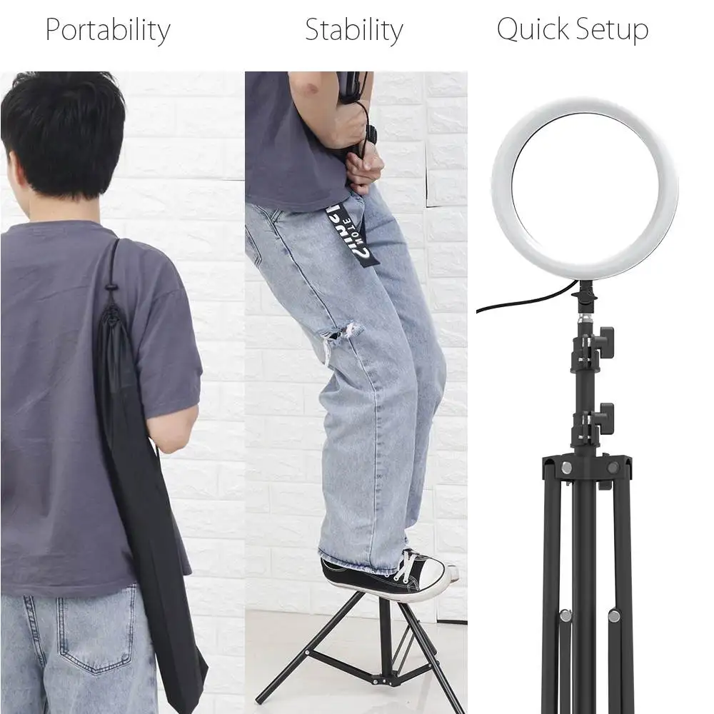  BlitzWolf Tripod Mobile Phone Holder 126 LED 10' Ring Fill Light Selfie Stick Monopod 12 Brightness - 4000330729195