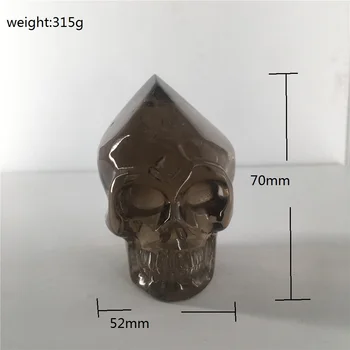 

Natural Smoky quartz crystal carved skull healing holiday gift home collection Living room Feng shui furnishing articles