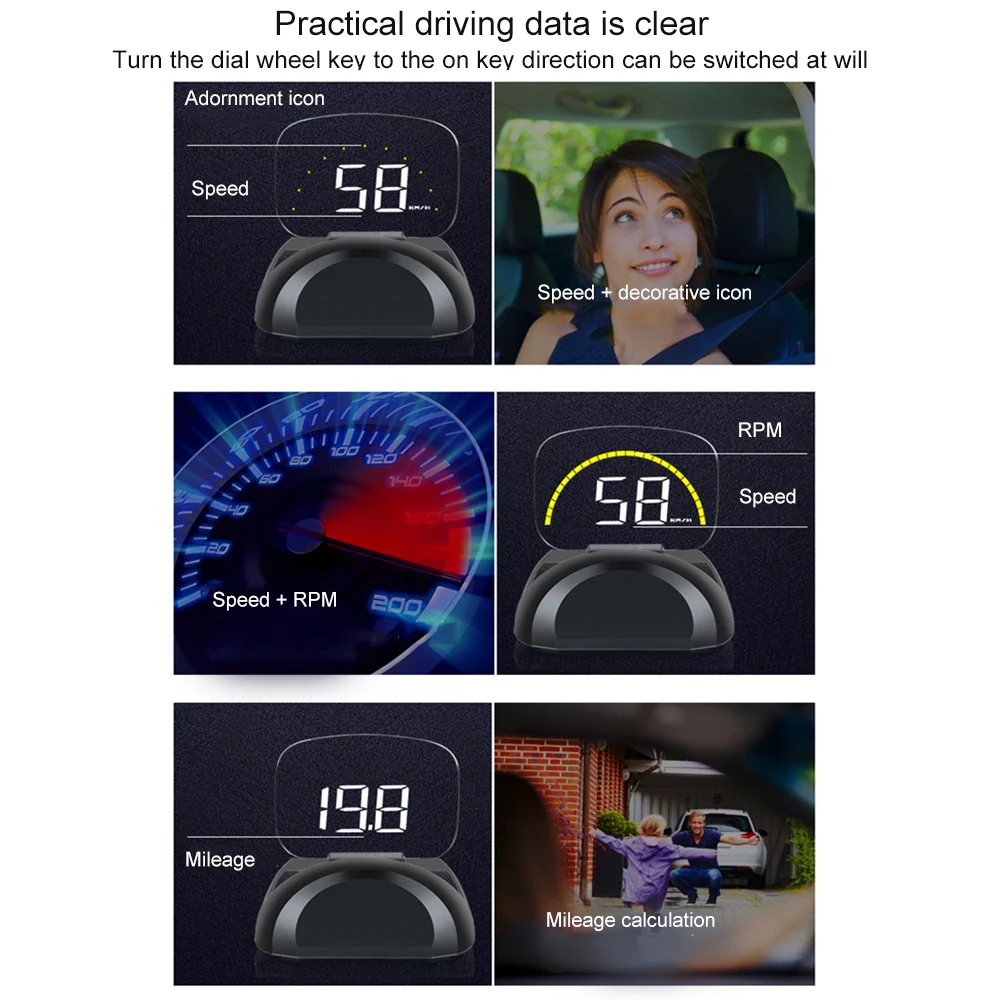 Зеркало HUD Дисплей Авто HUD OBD2 автомобильный скоростной проектор скорость метр автомобильный детектор об/мин Автомобильная электроника hud obd2 дисплей