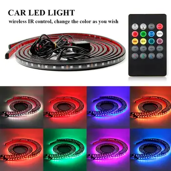 

pretty 4 Unids Car Music Controller RGB Flexible Strip Light Environment Kit Lamp jr5A