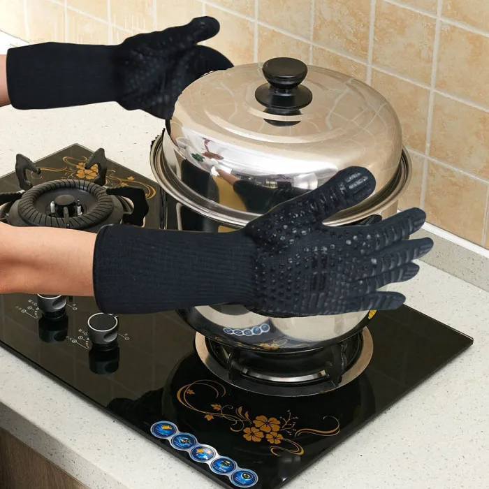 1 пара барбекю, гриль кулинарные рукавицы высокая термостойкость печь перчатки JS23