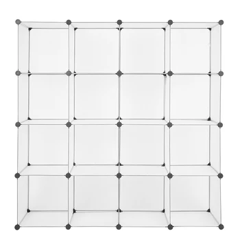 

16-Cube Storage -Bookshelf Organizer-DIY Storage Shelves-Closet Plastic Book Shelf Bookcase Shelving for Bedroom Office Living R