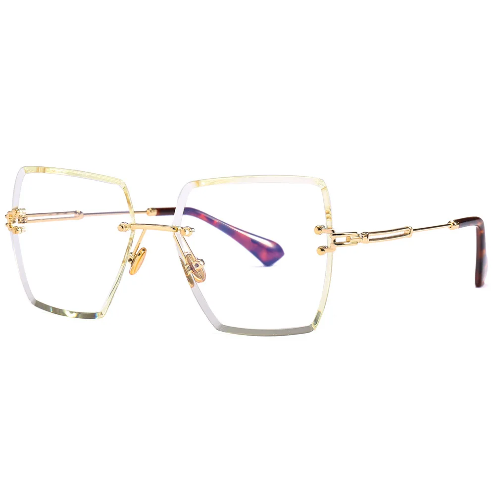 Elbru без оправы Квадратные Солнцезащитные очки для женщин мужские металлические высококачественные брендовые дизайнерские разноцветные солнцезащитные очки для мужчин женские подарки UV400 - Цвет линз: Clear