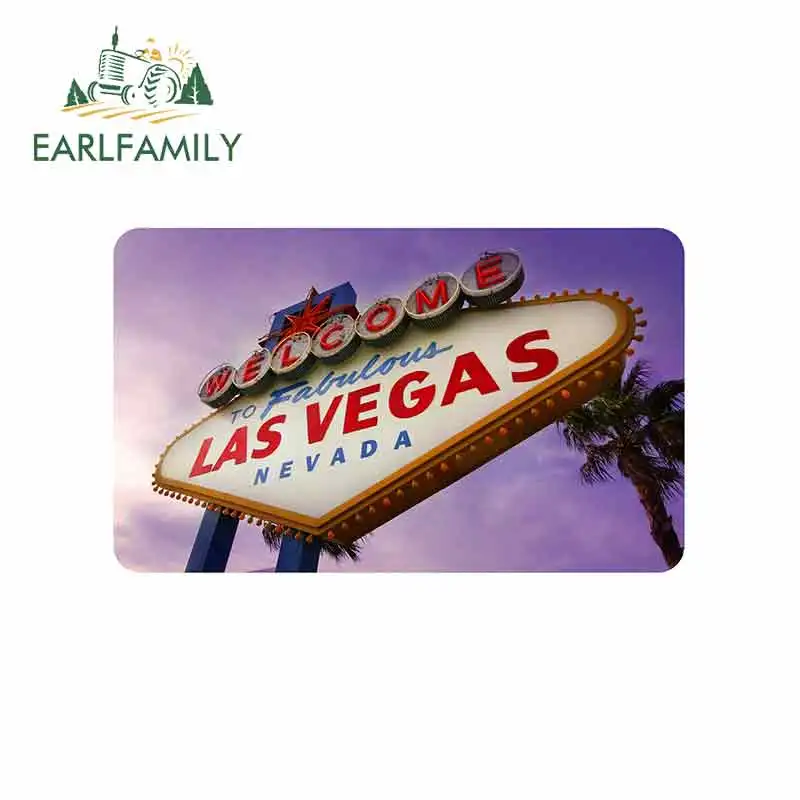 

EARLFAMILY 13cm x 7.9cm for Las Vegas Funny Car Stickers Vinyl Waterproof RV VAN Car Accessories JDM Anime Sign Logo Cartoon