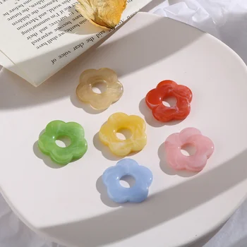 

10pcs Japanese blooming jelly color cute hollow flower acrylic DIY handmade hair jewelry earrings accessories material