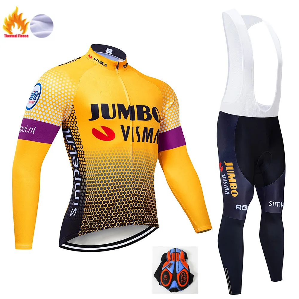 Pro Team JUMBO VISMO зимняя флисовая велосипедная майка, Мужская теплая велосипедная ткань MTB Ropa Ciclismo, велосипедная Майо гелевая подкладка