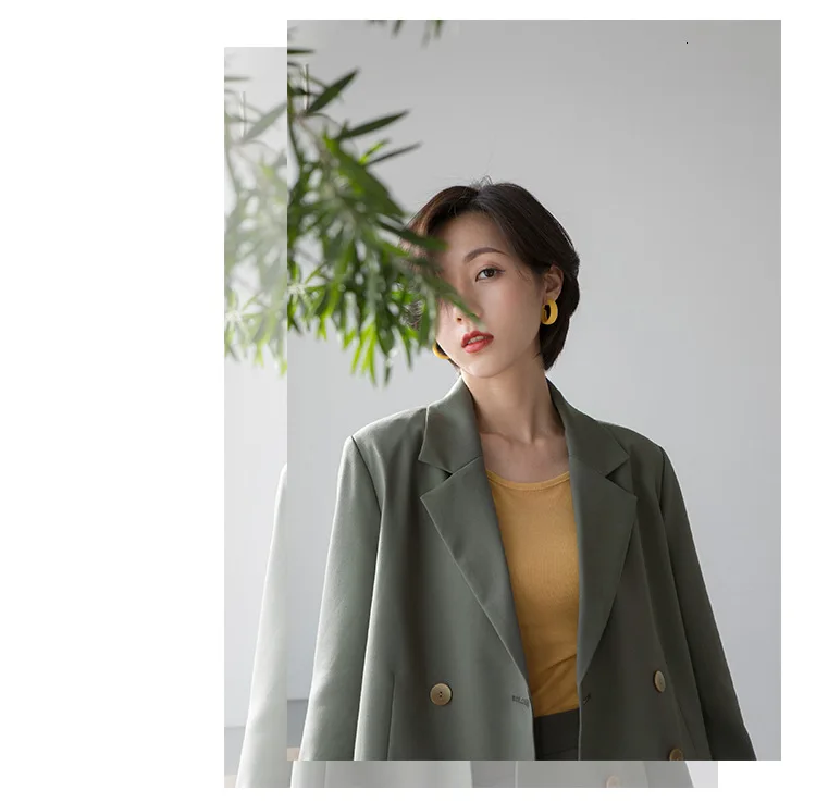 TVVOVVIN Autumn Concise Hong Kong Flavor Solid Color Both Row Buckle Long Sleeve Short Fund Small Suit Woman ZX188