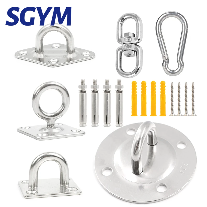 304 Stainless Steel Suspension Hammock Mount Ceiling  Hanging Hook Anchor Hanger For Gym Training Aerial Yoga Swing Hanging Kit 43 65cm retractable projector ceiling mount bracket steel material for hotels airports ktv cinemas schools offices homes