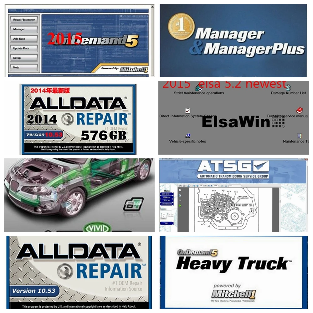 

2022 hot Alldata repair OD5 auto diagnostic Software All data V10.53+OD5 2015+Vivid+atsg+Elsawin alldata 24 in 1TB HDD usb3.0