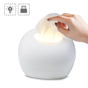 

Tissue Boxs Nordic Roll Paper Storage Box Tissue Container Towel Napkin Tissue Holder Dispenser USB Rechargeable Night Light