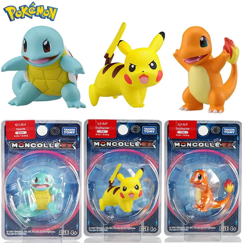 Pokemon Figures Pikachu Charmander Squirtle Ornaments Action Figure Cartoon Cute Model Dolls Kawaii Kids Girl Toys Gift | Игрушки и