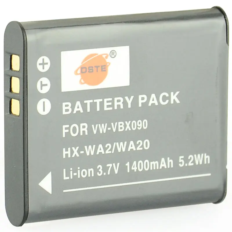 4 шт. 1400 мАч 3,7 V VW-VBX090 VBX090 50B HX-WA2 WA20 DSTE батарея камеры DSLR для цифрового фотоаппарата Panasonic HX-WA20 HX-WA2