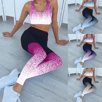 

New Fashion Women High Waist Leggings Digital Printing Girl Breathable Gradient Print Geometric Fitness Leggings Leggings S G1V7