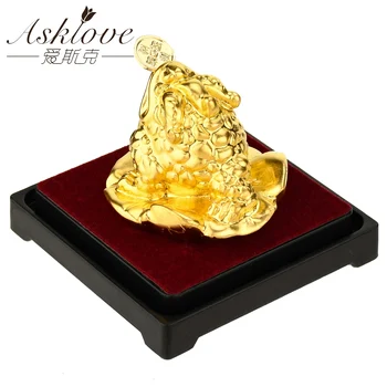 24k Gold Foil Frog Feng Shui Toad Chinese Golden Frog Money Lucky Fortune Wealth Office Tabletop