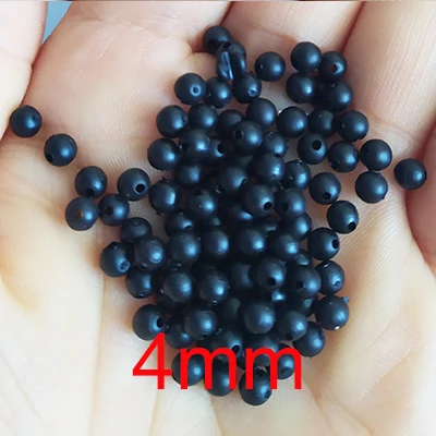 Black 4mm 100pcs/lot Soft Fishing Beads Stopper 3mm-12mm Luminous Round Fishing Space Beans Stops Soft Rubber Rig Lure Accessories - Цвет: Black 4mm