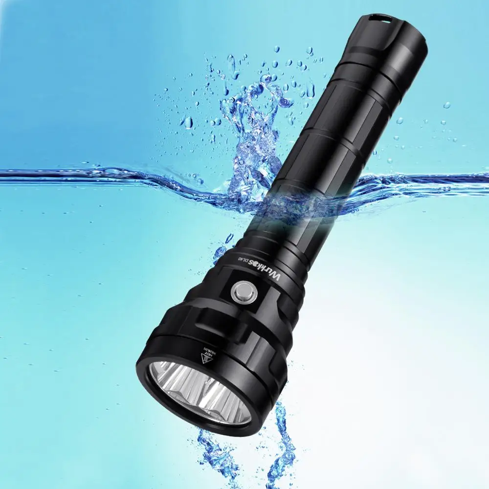 IPX-8 100 Meters Waterproof Submersible Lights with 18650 Battery and Charger 5 Modes 1080 Lumens Mini Diving Flashlight Rechargeable SAMSUNG LH351D LED Scuba Dive Light Volador Dive Torch 
