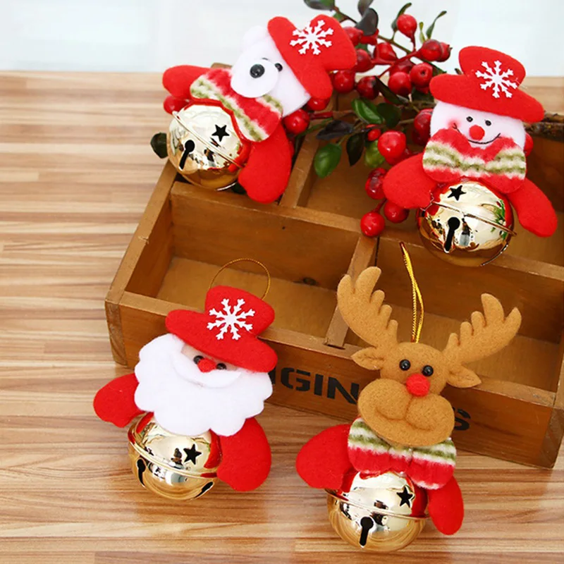 

6pcs Christmas Pendant Christmas Tree Small Bells Hanging Children's Gifts Santa Claus Deer Snowman Christmas Ornaments