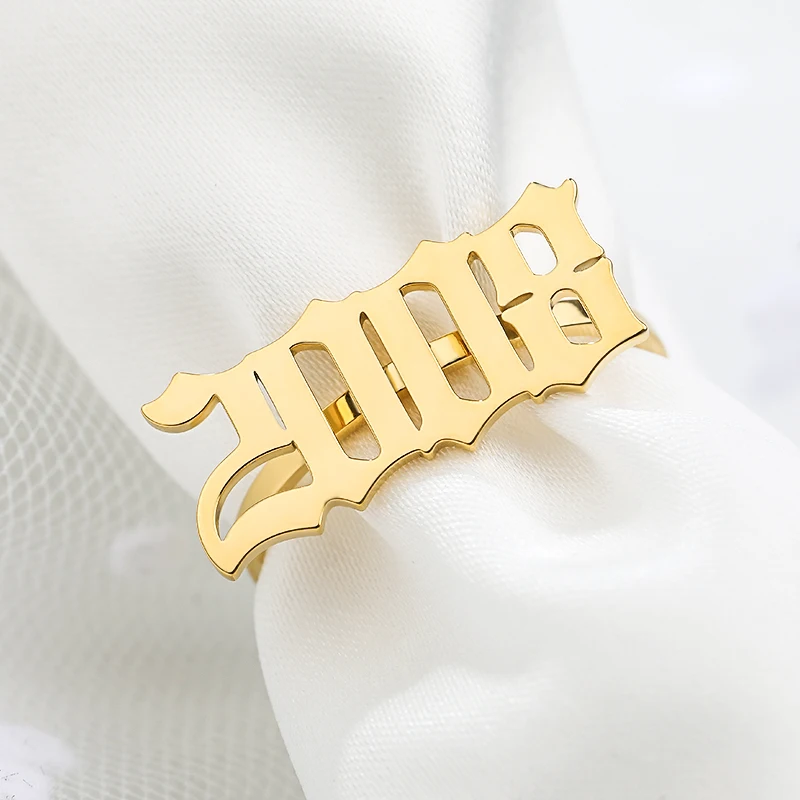 

Old English Rings for Women Number Gold Ring Year 1997 Custom Rings Number Anillos Mujer Stainless Steel Anel Ring Jewelry Femme