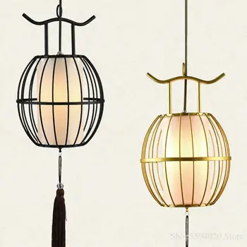 

Chinese Retro Chandelier Lights Compound Villa Revolving Staircase Long Hanging Lamp Cage Living Room Dining Room Home Decor