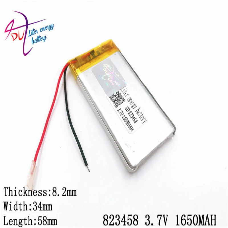 3.7V 1650mAh 823458 Polymer lithium ion / Li-ion battery  for tablet pc,POWER BANK,pipo,cube,cell phone